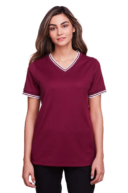 Comfortable Layering Devon & Jones Womens CrownLux Performance Moisture Wicking Short Sleeve Polo Shirt - Burgundy/White Comfortable Layering Devon & Jones Womens CrownLux Performance Moisture Wicking Short Sleeve Polo Shirt - Burgundy/White