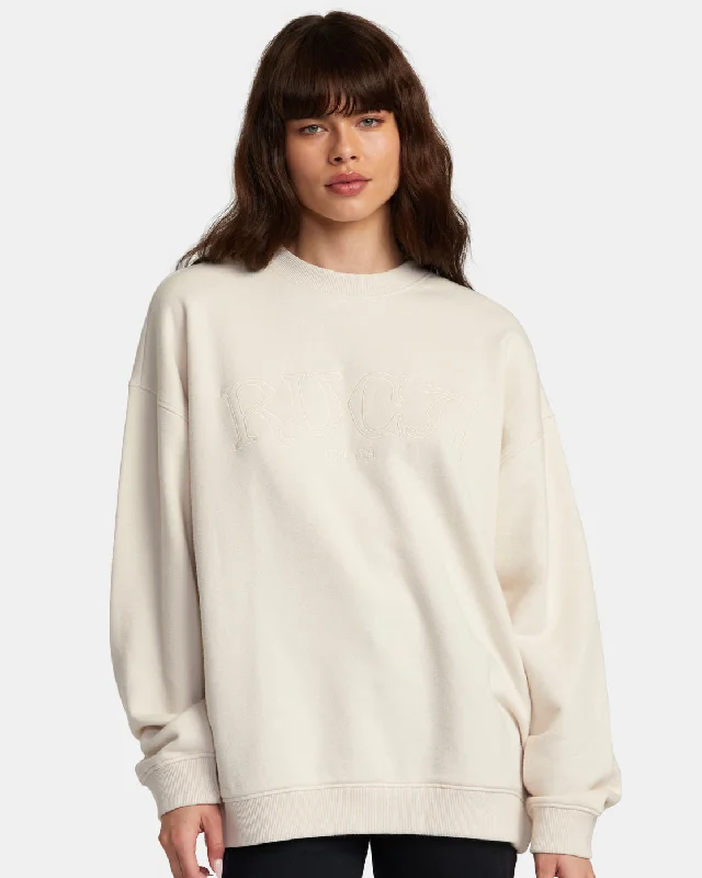 Stylish Comforts Baggie Bf Crew Sweatshirt - Latte