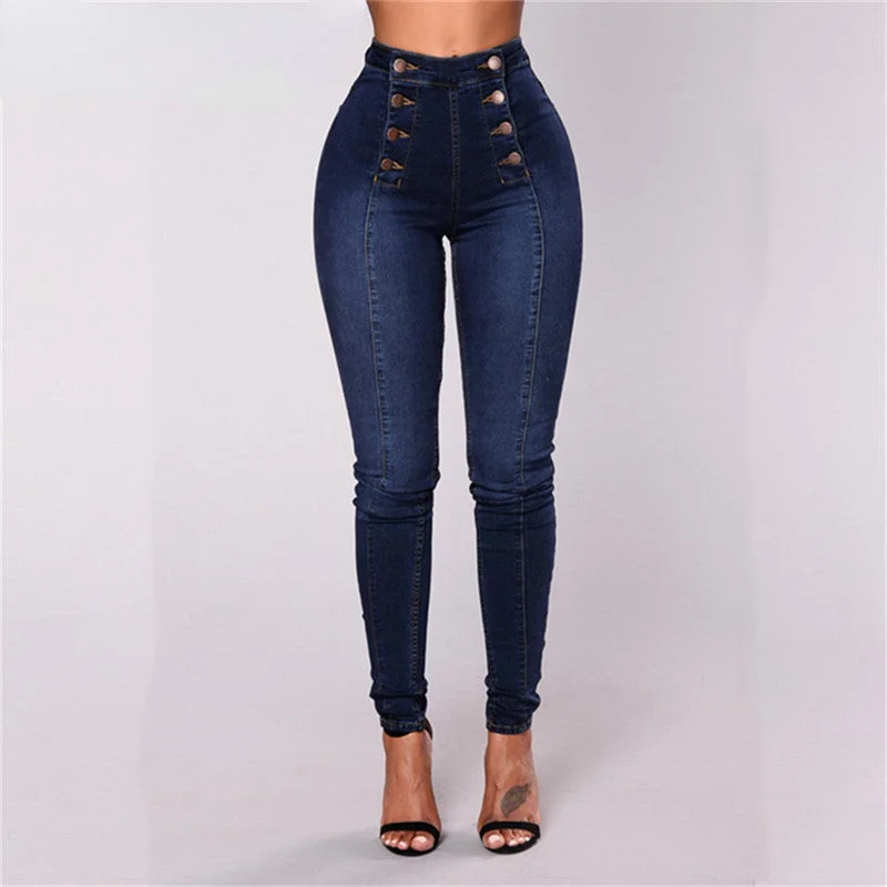 Cozy Vibes DressBetty - Vintage Skinny Double-Breasted High Waist Pencil Jeans Slim Fit Stretch Denim Pants Full Length Denim Tight Cozy Vibes DressBetty - Vintage Skinny Double-Breasted High Waist Pencil Jeans Slim Fit Stretch Denim Pants Full Length Denim Tight
