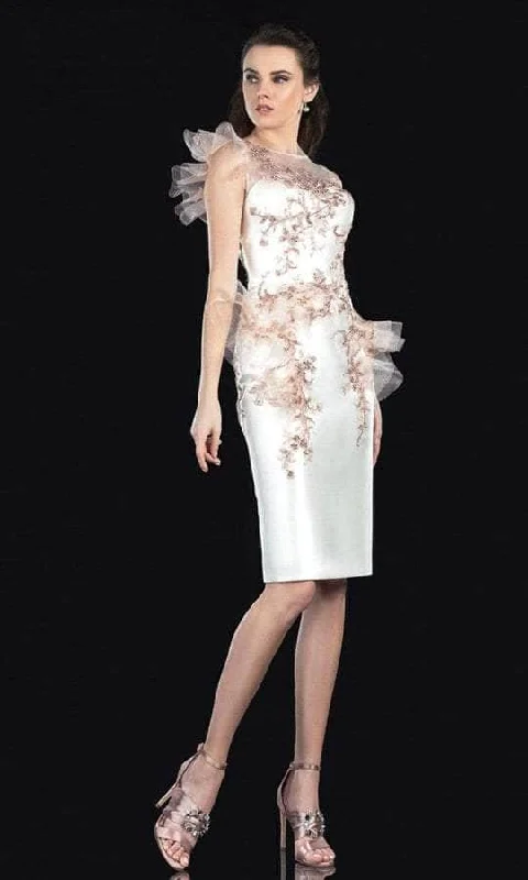 Unique Personality Terani Couture - Bateau Sheath Cocktail Dress 2021C2613 - 1 pc Ivory Champagne In Size 2 Available