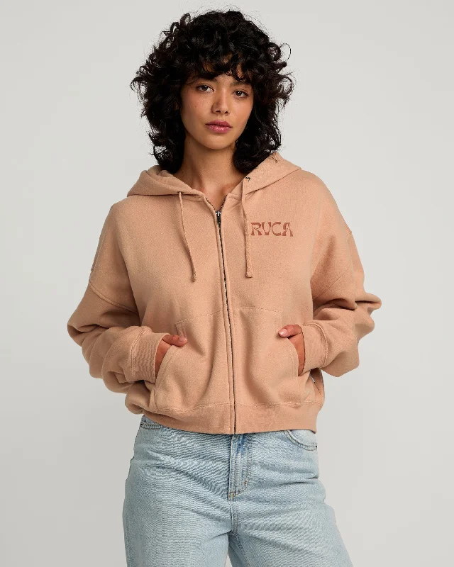 Trendy Vibes Court Zip Hoodie - Warm Taupe