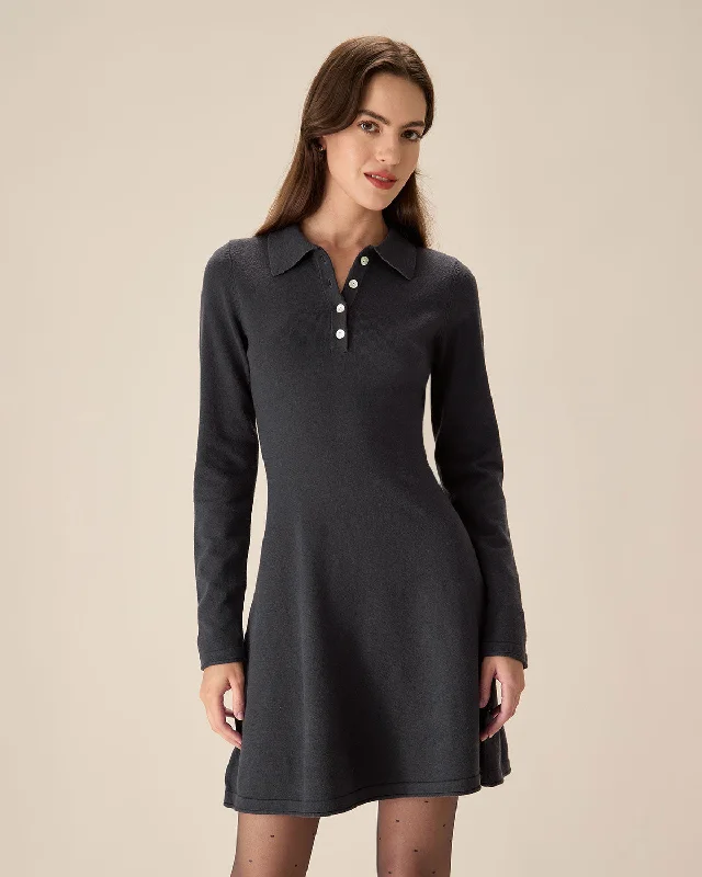Budget-Friendly Looks Grey Pleated Sweater Mini Dress
