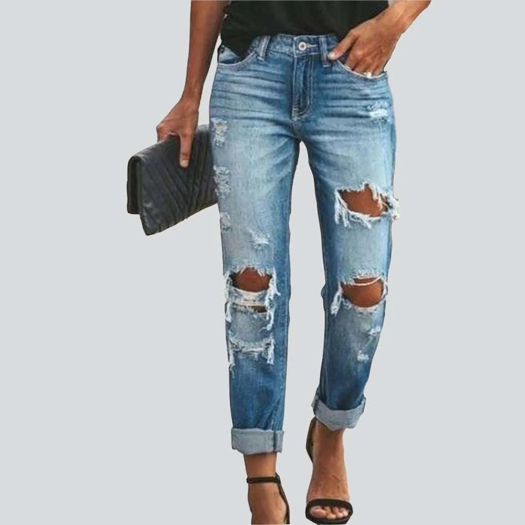 Chic Textures Light blue ripped women's jeans