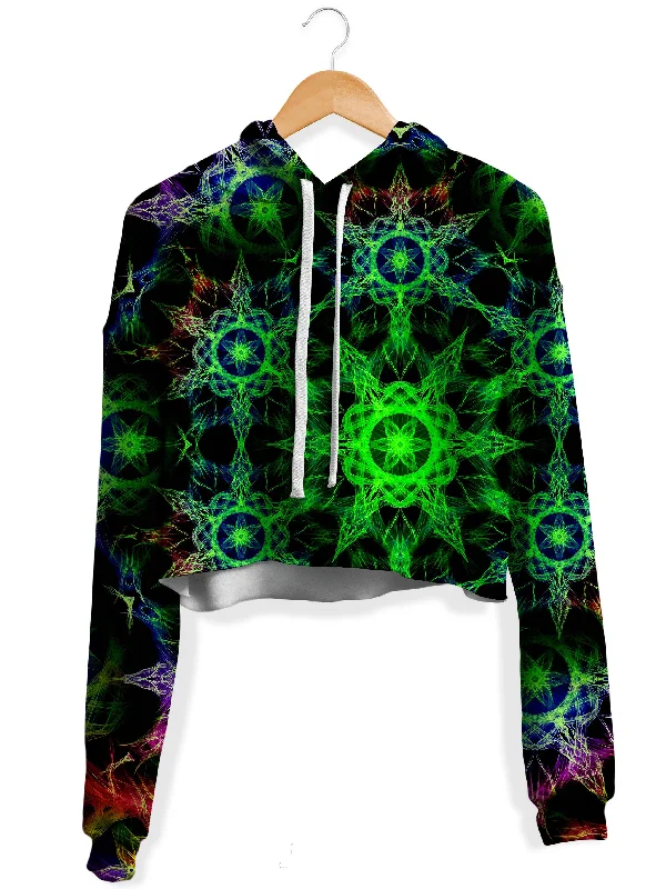 Warm Clothing Kaleidoscope Jungle Fleece Crop Hoodie