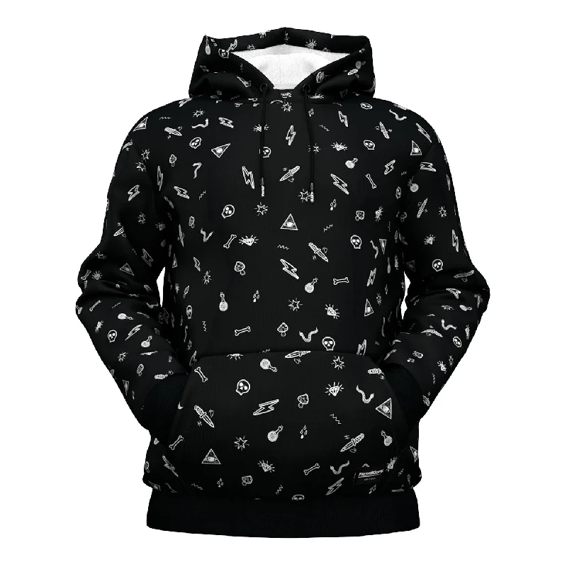 Classy Outfits Black Patterned Hoodie
