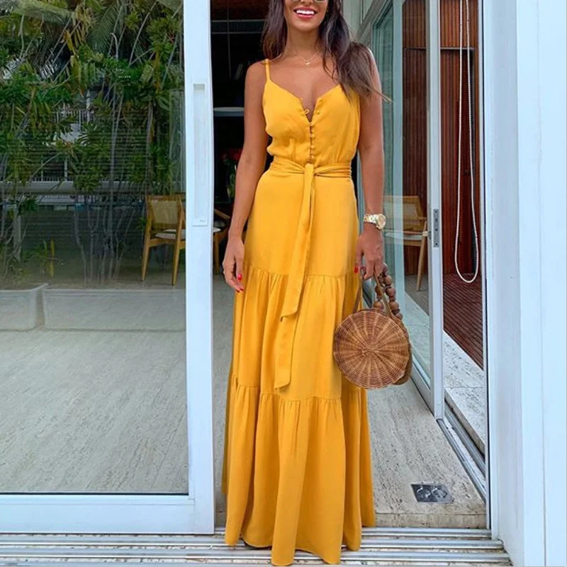 Distinctive Personality Sexy V Neck Women Long Dresses