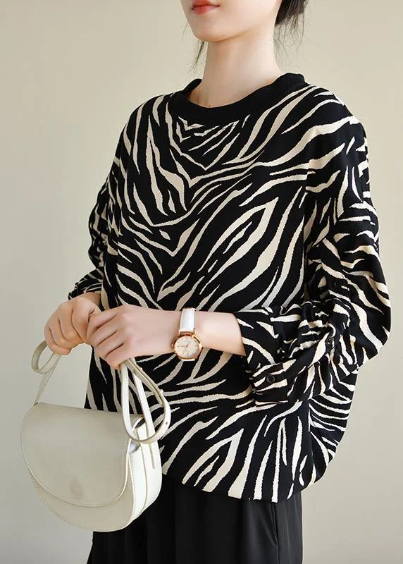 Personalized Design Jacket Elegant Black Striped Striped Spring Blouses