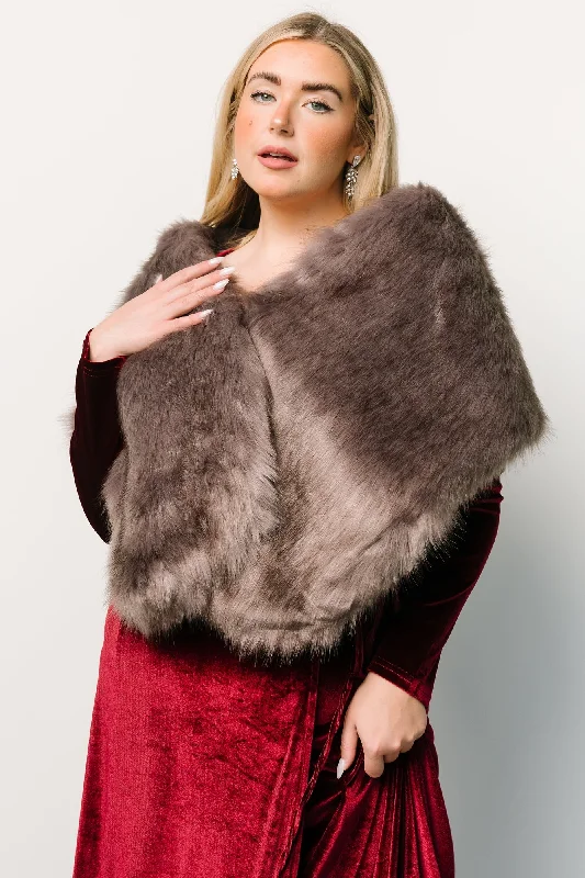 Trendy Comfort Jovie Faux Fur Shawl | French Gray
