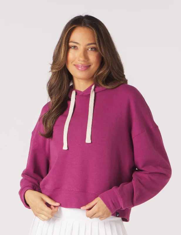 Stylish Wear Vintage Oversized Cropped Hoodie: Rouge
