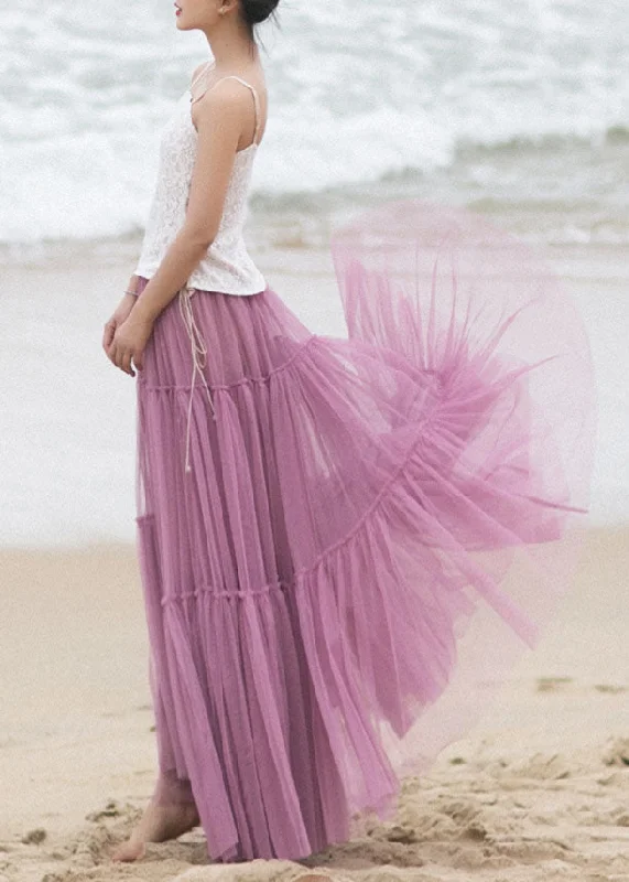 Relaxed Fit Purple Patchwork tulle beach skirts Spring
