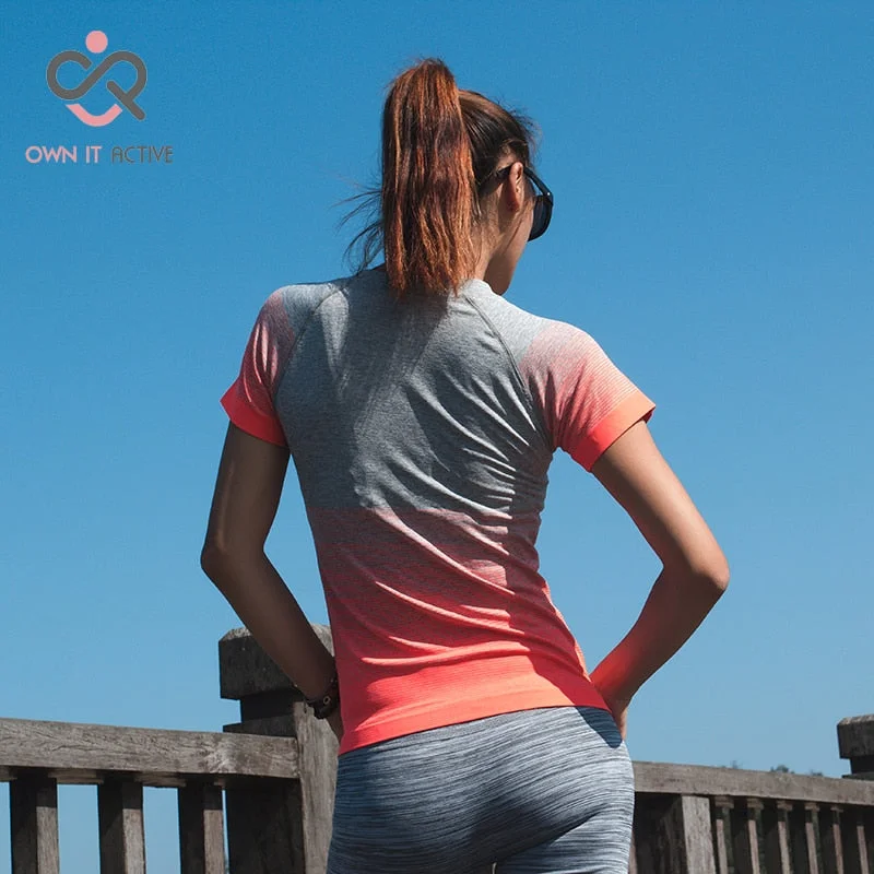 Lightweight Clothes Gym Women's Sport Shirts Quick Dry Running T-shirt Sleeve Fitness Clothes Tees & Tops Deporte Mujer P096 Lightweight Clothes Gym Women's Sport Shirts Quick Dry Running T-shirt Sleeve Fitness Clothes Tees & Tops Deporte Mujer P096