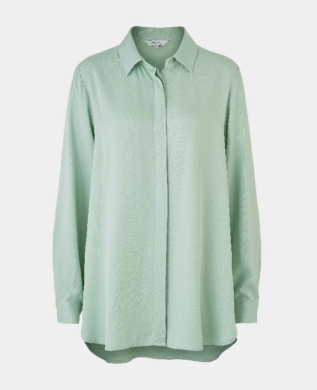 Stylish Comforts Women's Sage Green Viscose Twill Boyfriend Fit Shirt