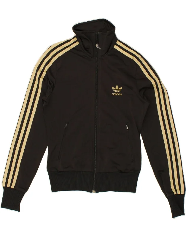 Personalized Creativity ADIDAS Womens Graphic Tracksuit Top Jacket EU 34 Small Black Polyester