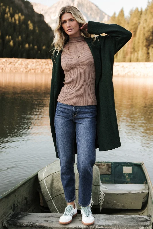 Personalized Heterogeneous Splicing Roland Long Jacket | Dark Green
