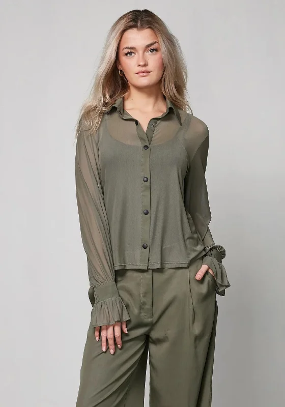 Stylish Comforts Nu Denmark Yrja Mesh Button Up Blouse, Green