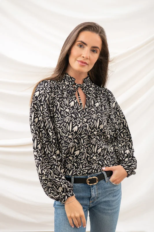 Sleek Outfits Grace Blouse - Black Floral