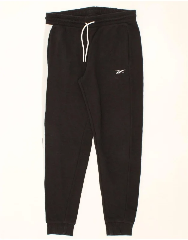 Soft Texture REEBOK Womens Tracksuit Trousers Joggers UK 8/10 Small  Black Colourblock