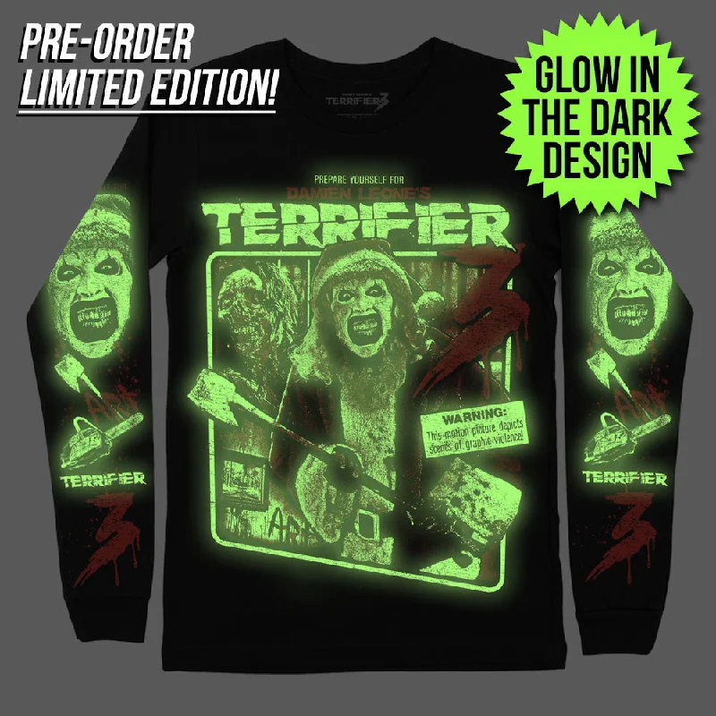 Simple Comfort Terrifier 3 Unrated Terror Glow In The Dark Limited Edition Long Sleeve T-Shirt Simple Comfort Terrifier 3 Unrated Terror Glow In The Dark Limited Edition Long Sleeve T-Shirt