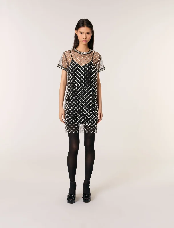 Soft Fabrics Mesh Mini Dress