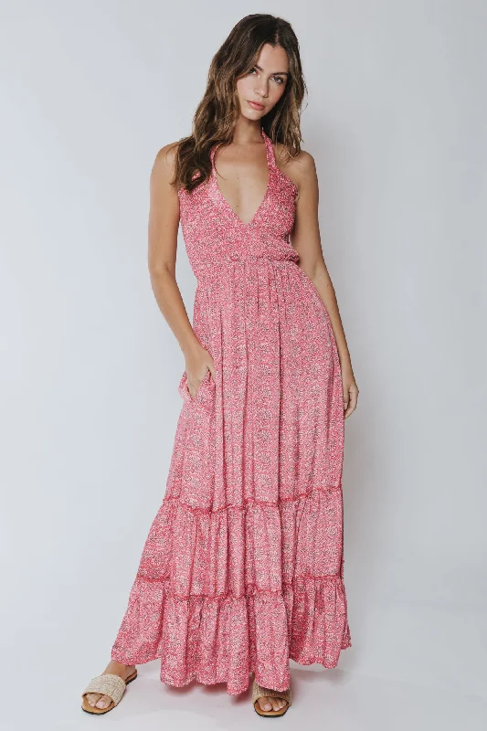 Personalized Embroidery Style Aarya Halter Maxi Dress