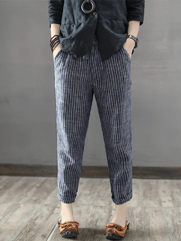 Fashion Comfort Women Striped High Waist Long Harem Pants Loose Trousers