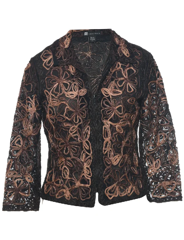 Simple Chic Embroidered Sheer Jacket - M