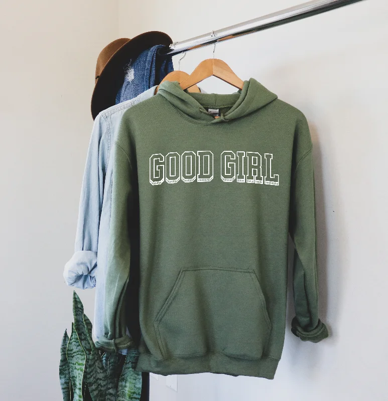 Casual Fashion good girl varsity hoodie (white)