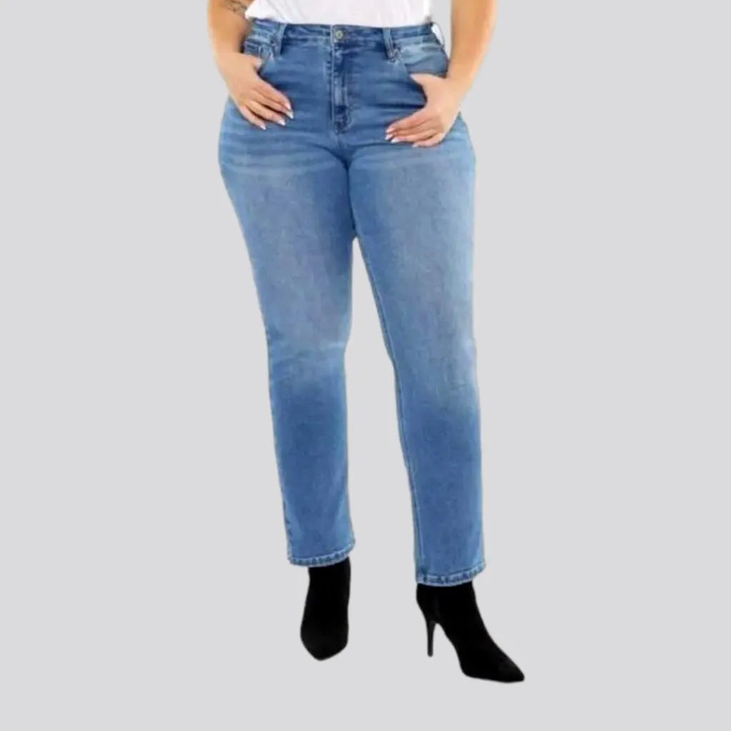 Personalized Contrast Design High-waist ankle-length jeans