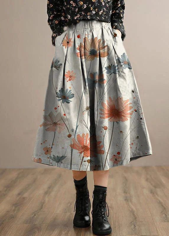 Cool Comforts French grey Clothes For Women Elastic Waist Art Spring Dresses