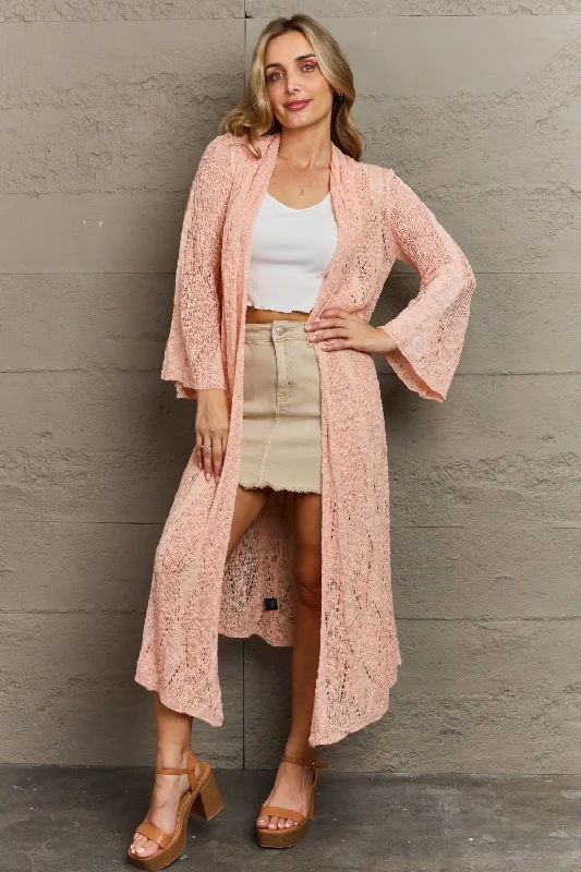 Cozy Vibes POL You Make Me Blush Open Front Maxi Cardigan
