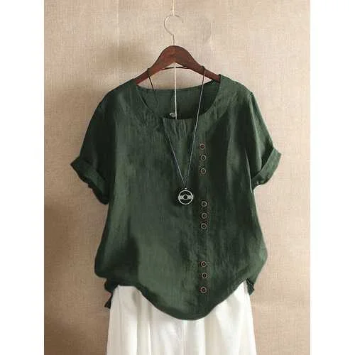 Soft Textiles Solid Color Button T-shirt