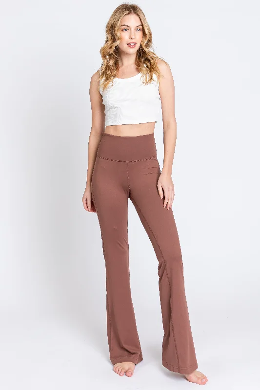 Personalized Graphic Design Rust Flared Leggings