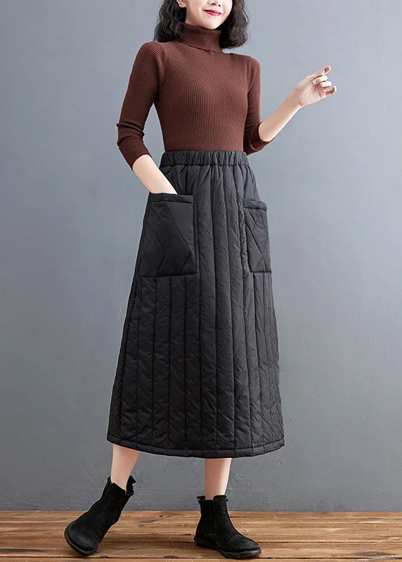 Modern Apparel Boutique Black Pockets Fine Cotton Filled Skirt Winter