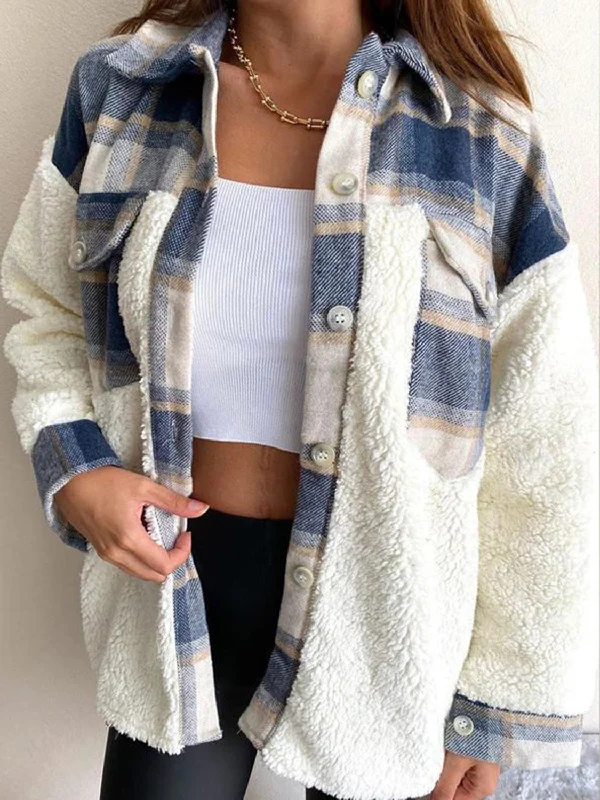 Chic Style Fuzzy Button Up Long Sleeve Jacket