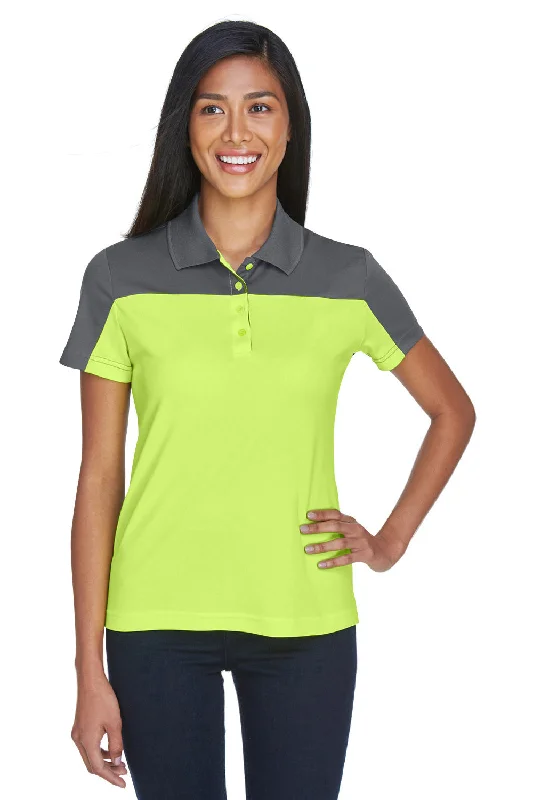 Personalized Independent Style Core 365 Womens Balance Performance Moisture Wicking Short Sleeve Polo Shirt - Safety Yellow/Carbon Grey Personalized Independent Style Core 365 Womens Balance Performance Moisture Wicking Short Sleeve Polo Shirt - Safety Yellow/Carbon Grey