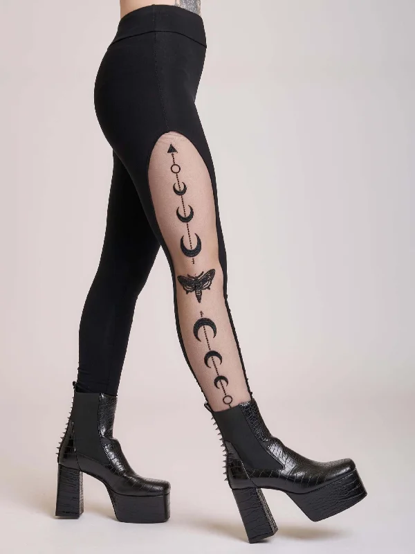 Easy Wardrobe Embroidered moon phase leggings