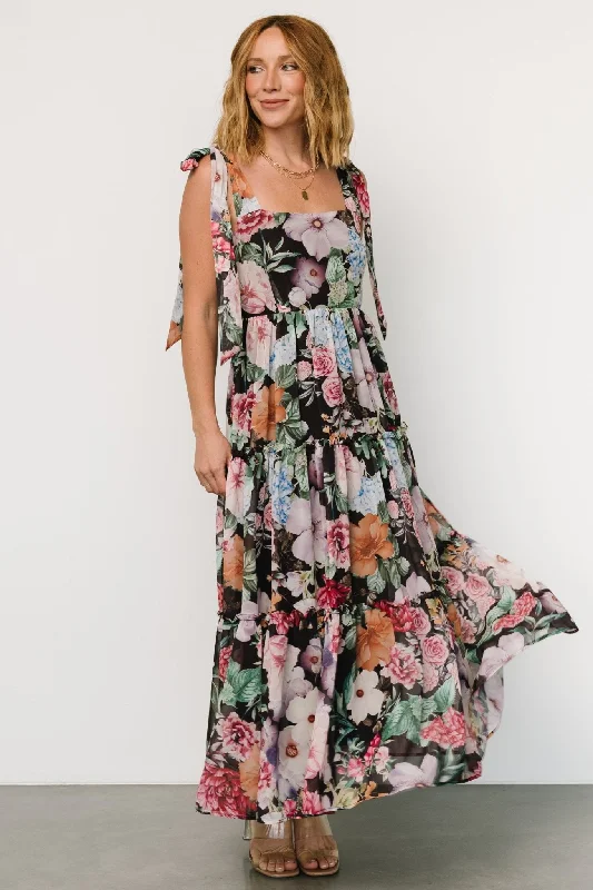 Fashion Comfort Anita Maxi Dress | Black Multi Floral