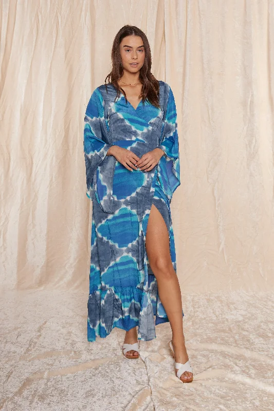 Easy Wardrobe Blue Dream Maxi Wrap Dress