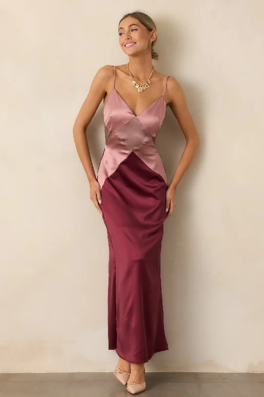 Comfortable Outfits Celestial Skies Mauve Mist Satin Maxi Dress
