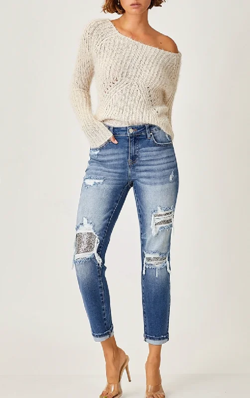 Sleek Outfits Risen Sequin Jean