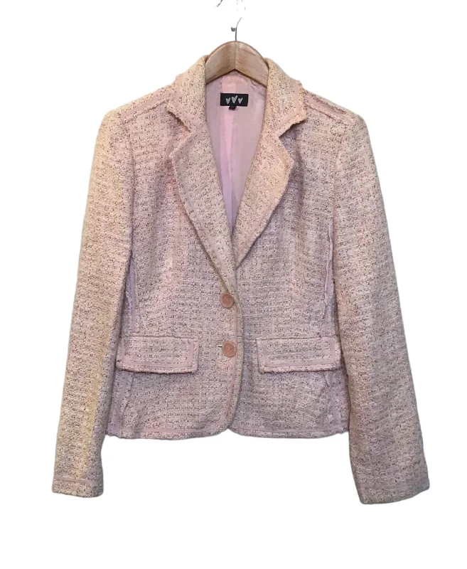 Easy Fashion Pink Knitted Blazer (Size L)