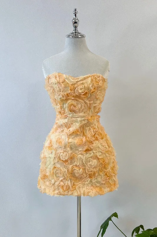 Personalized Design Jacket Rosette Mini Dress - Orange