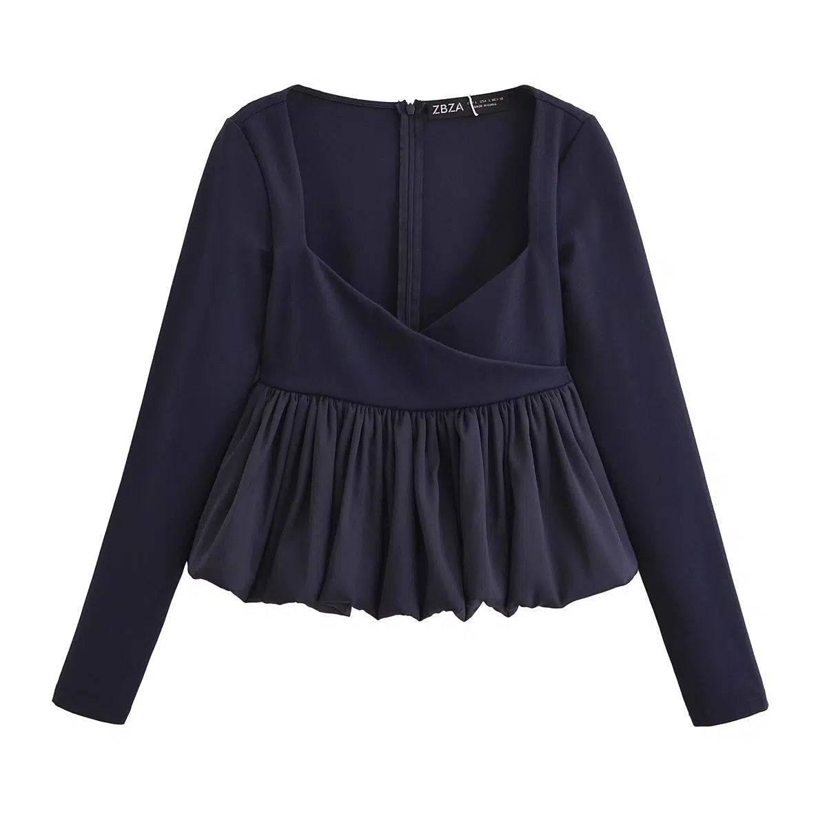 Cozy Pieces Elegant Long Sleeve Peplum Top