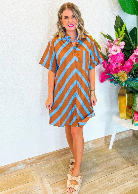 Personalized Text Always Aqua Mini Dress - Brown/Blue