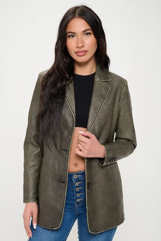 Budget-Friendly Looks Coalition LA Single-Breasted Vegan Leather Blazer