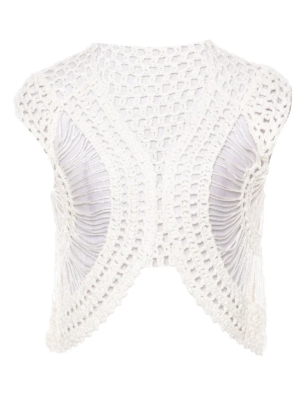 Everyday Fashion Crochet White Jacket - S