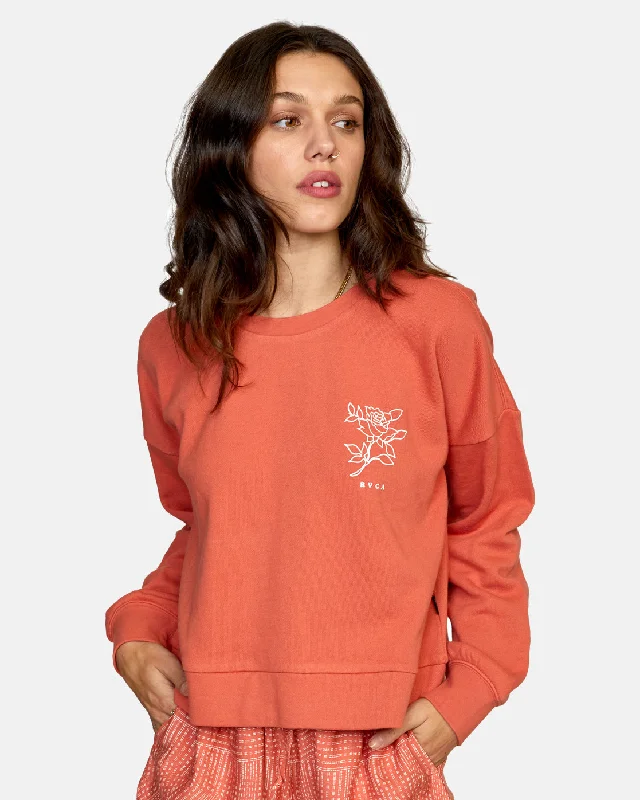 Fashion Comfort Meadow Pullover Sweatshirt - Peach