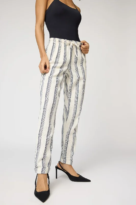 Street Style Coastal White and Navy Stripe Pants