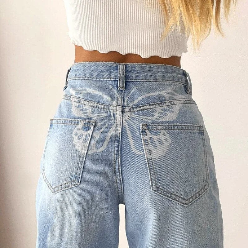 Personalized Printing Design DressBetty - Butterfly Print Casual Jeans Woman High Waist Denim Pants Personalized Printing Design DressBetty - Butterfly Print Casual Jeans Woman High Waist Denim Pants