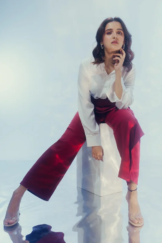 Functional Fashion Cherry Red Wrap Around Trousers